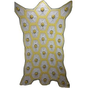 Vintage 3D Rose Garden Crochet Afghan Cottage Granny Blanket Throw  60" X 90"